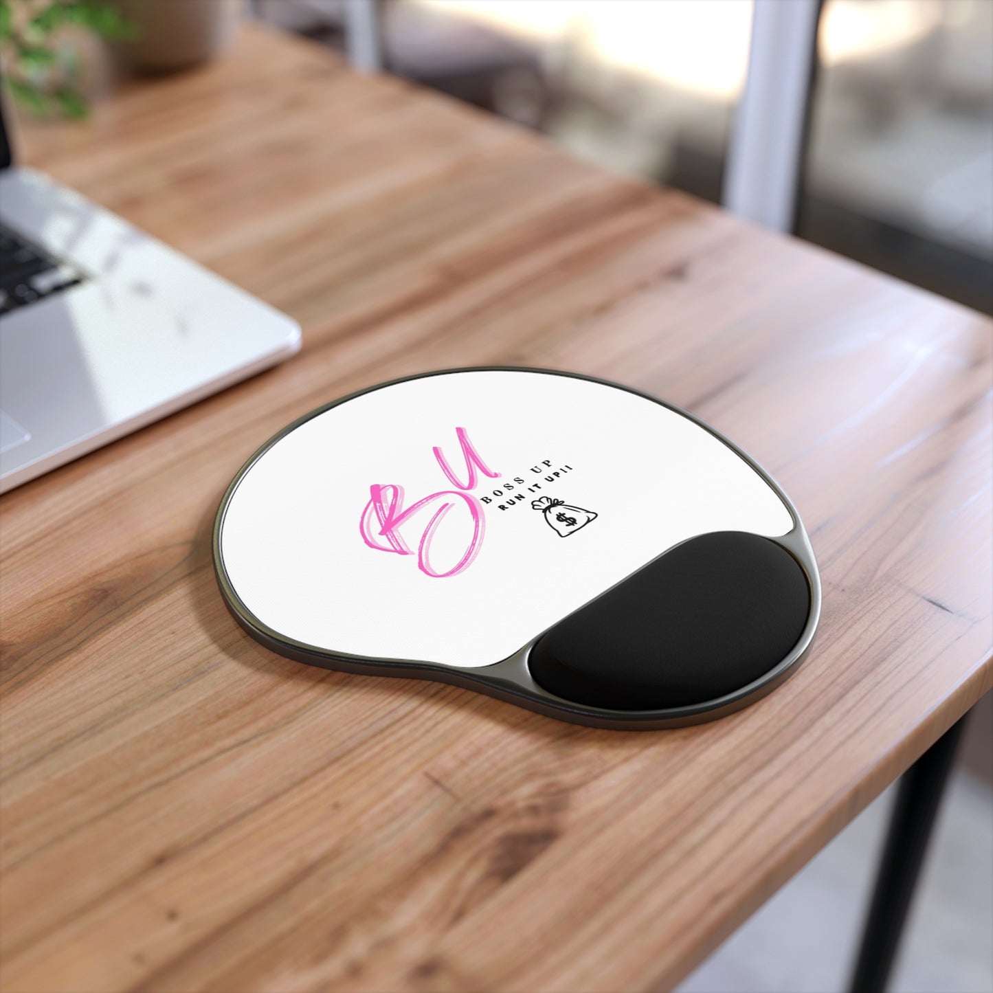 Boss Up Mouse Pad with Wrist Rest, Motivational Desk Accessory, Gift for Students, Office Decor, Work From Home Essentials, Self-care