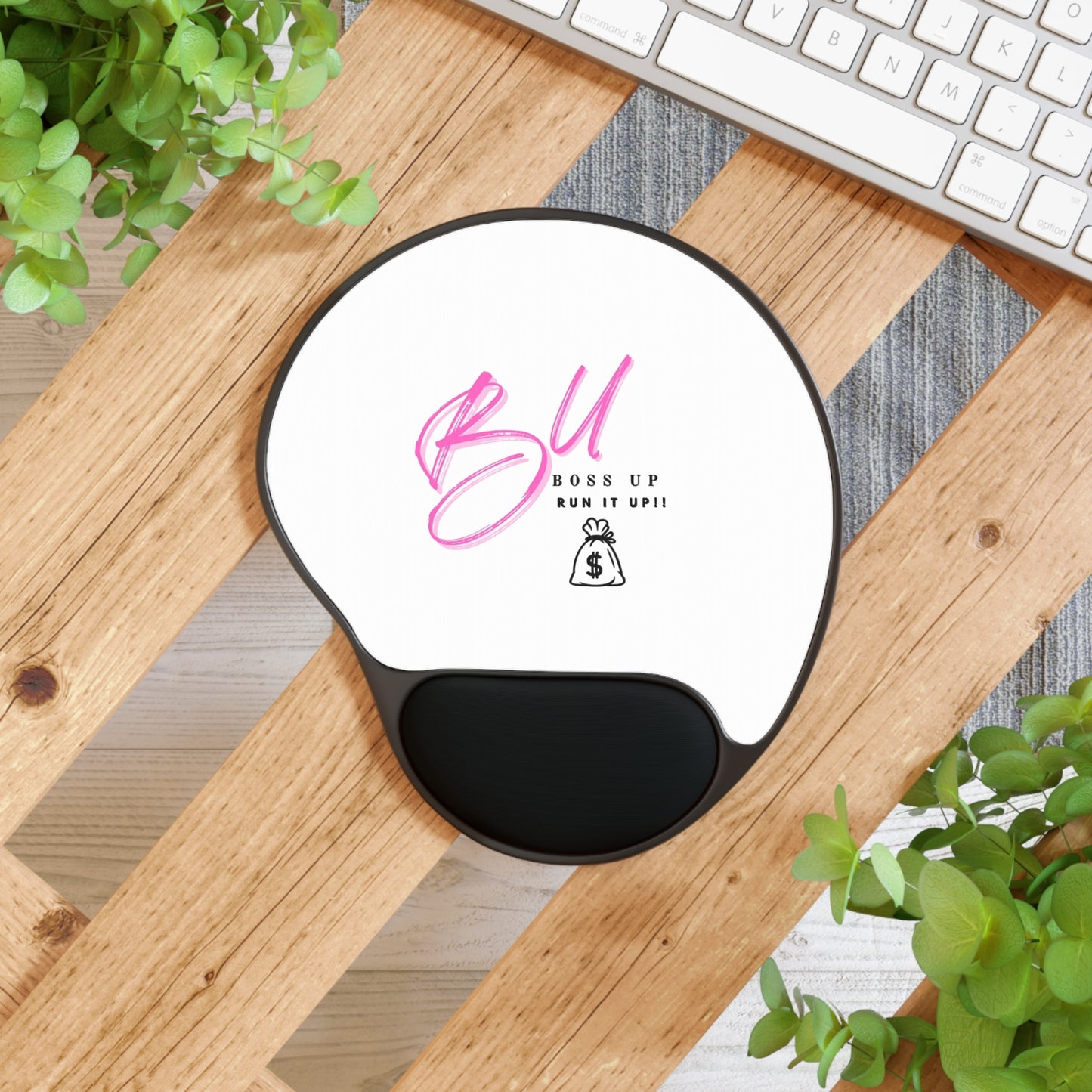 Boss Up Mouse Pad with Wrist Rest, Motivational Desk Accessory, Gift for Students, Office Decor, Work From Home Essentials, Self-care